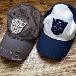 Transformers Autobots Navy Brown Baseball Cap Hat Set Bundle Men's Snap Back